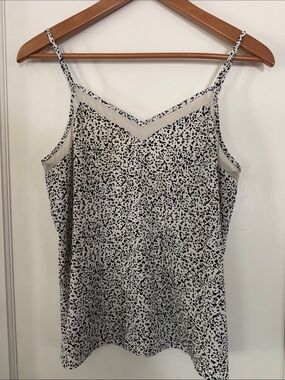 Nine West Black and White Spotted Spaghetti-Strap Tank
